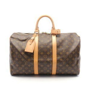 Louis Vuitton Keepall Boston Bag Leather Monogram Brown